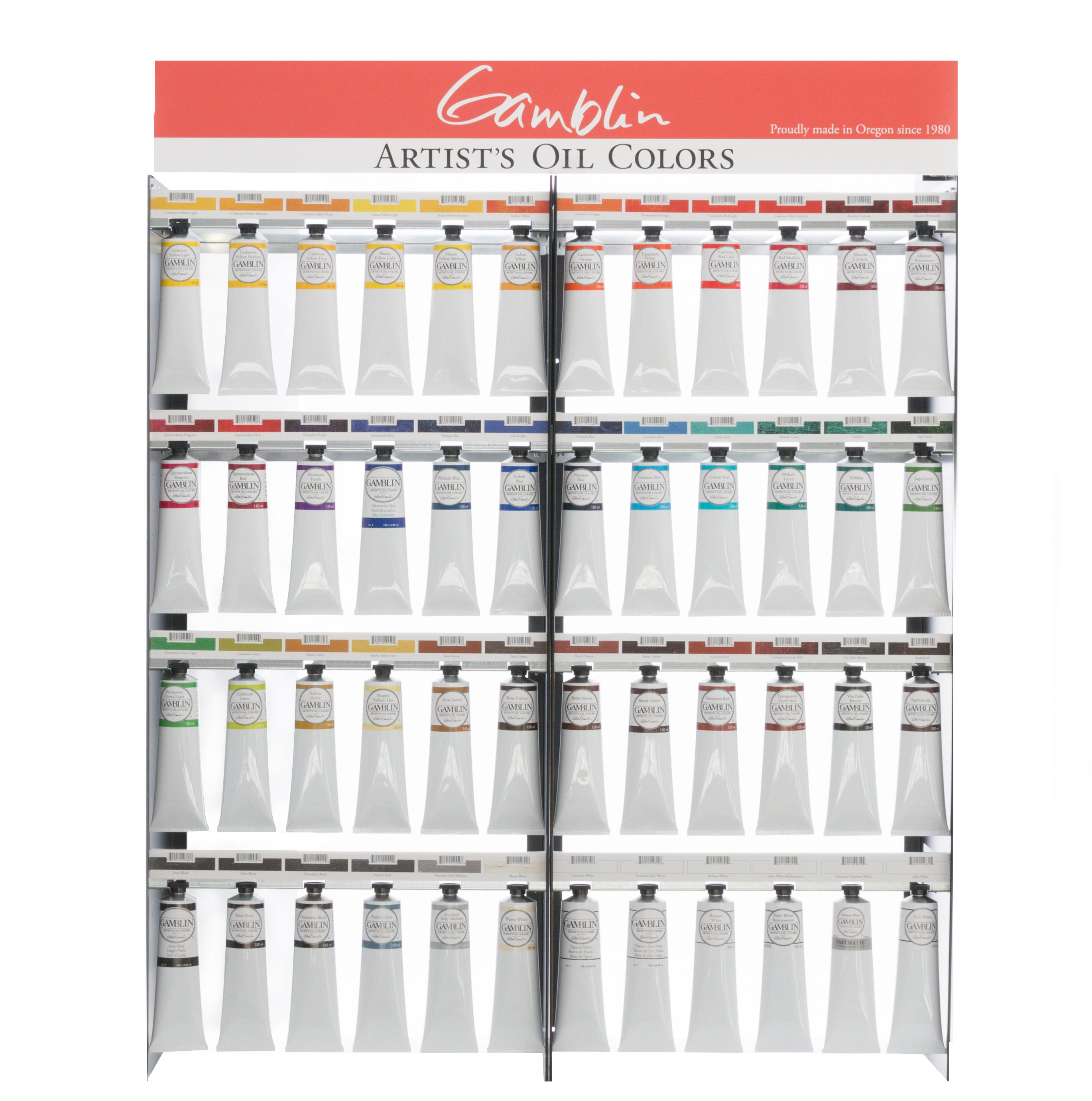 Gamblin 48 color assortment, artist grade, 150ml tubes