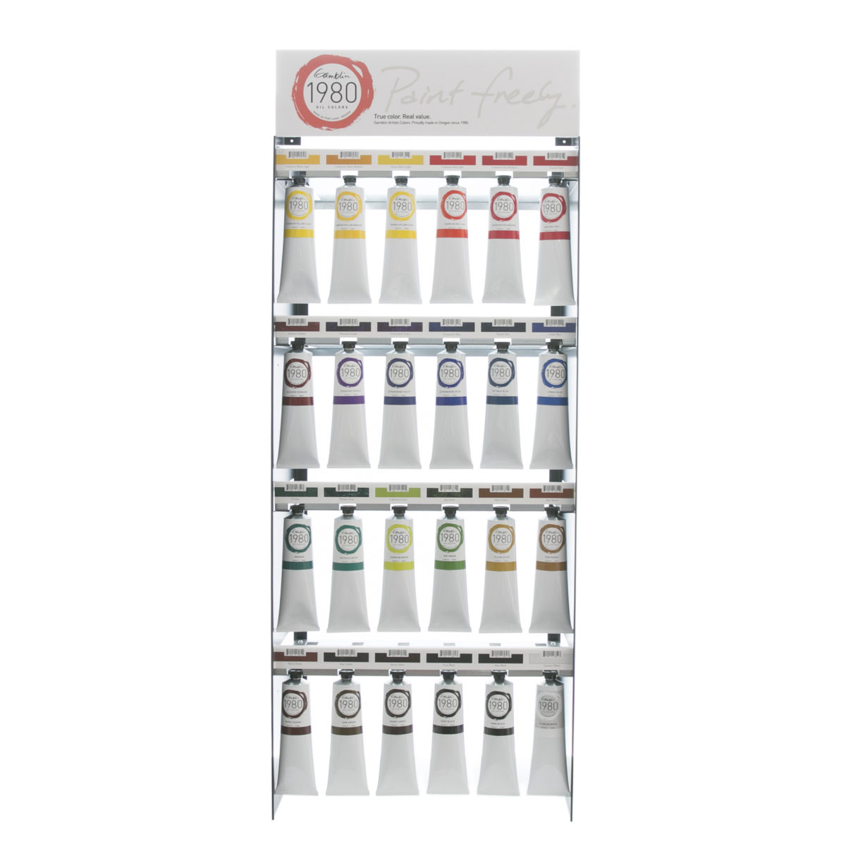 Gamblin 1980 oil color retail assortment display rack