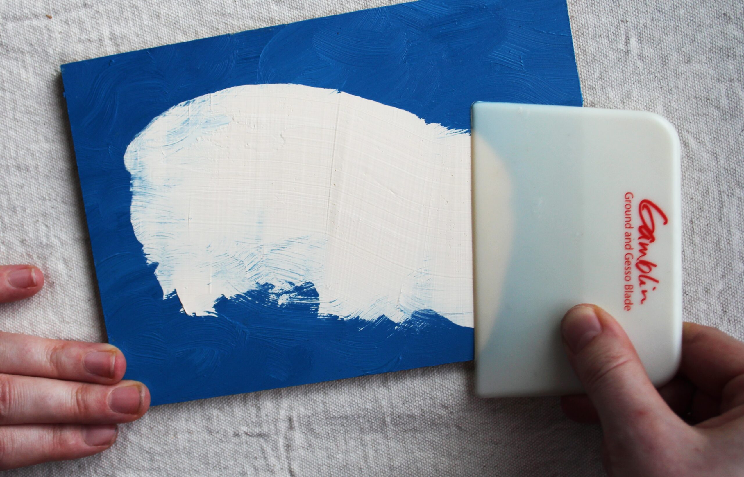 Gamblin Ground and Gesso blade magenta paint mixing